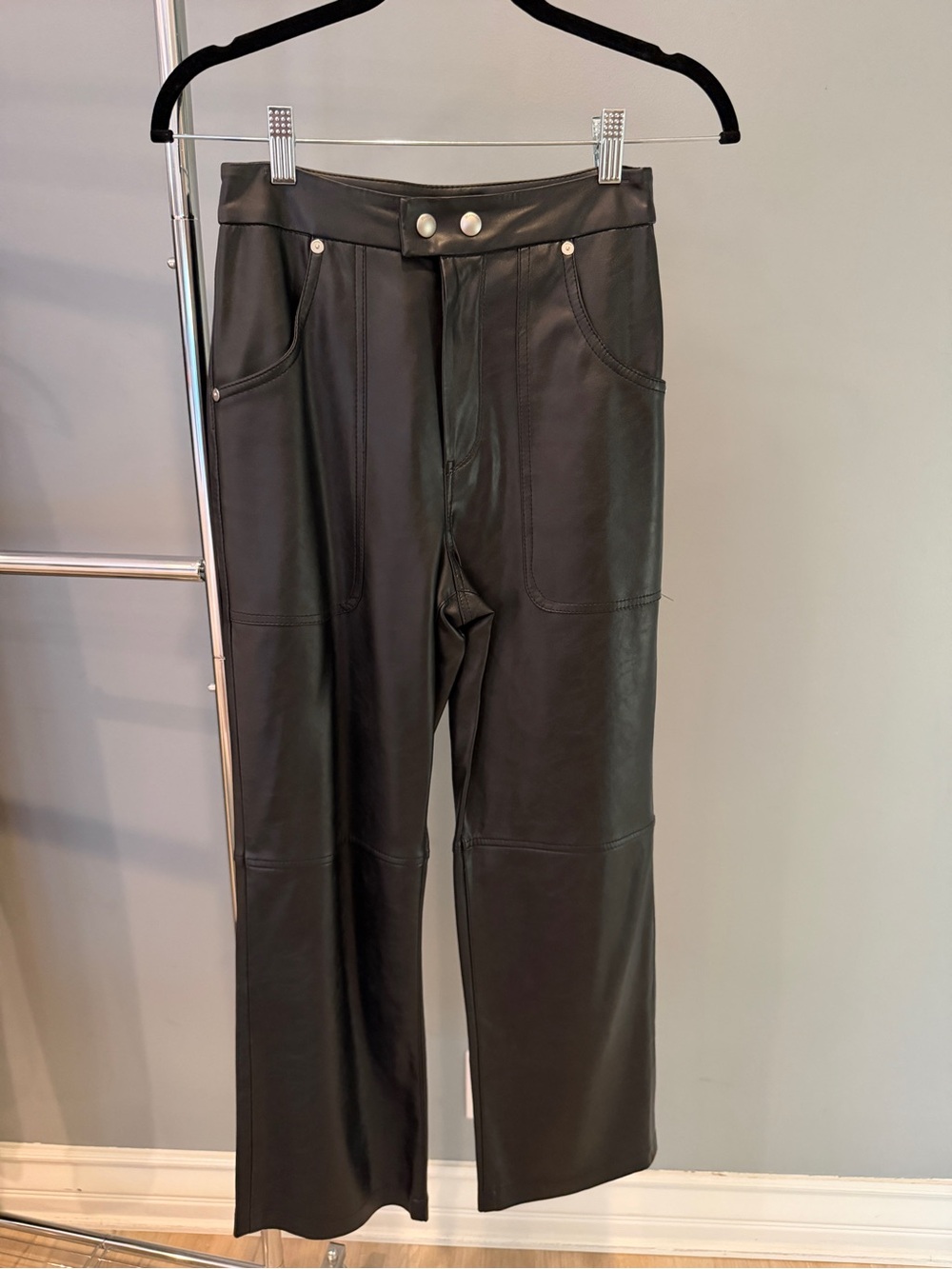 BLANKNYC Baxter Faux Leather Pants Black, Size 25